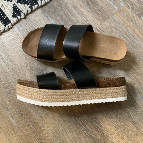 Brash Shoes - Brash black espadrille platform slip on sandals